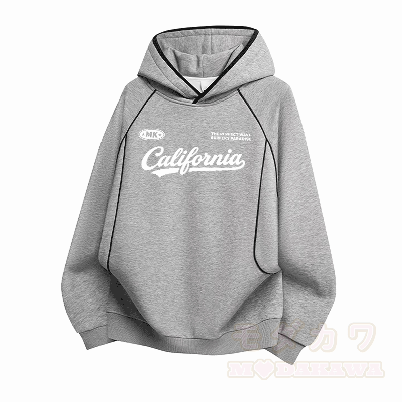 Modakawa Oversize-Pullover-Hoodie mit kalifornischem Grafikmuster und Raglanärmeln - Grau - 3XL - image 3