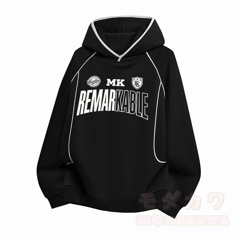 Bemerkenswerter Modakawa Raglan-Oversize-Pullover-Hoodie mit Grafikprint - Schwarz - 3XL - image 2