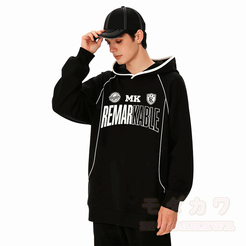 Bemerkenswerter Modakawa Raglan-Oversize-Pullover-Hoodie mit Grafikprint - image 1