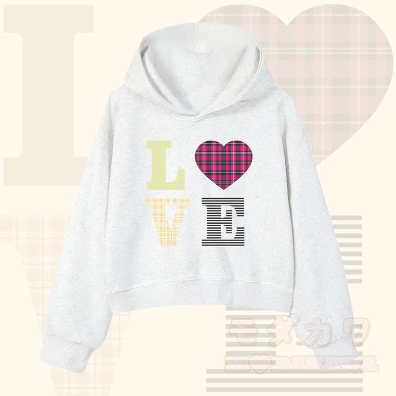 Modakawa Cropped Cotton Hoodie mit LOVE-Schriftzug - Hellgrau - 3XL - image 2
