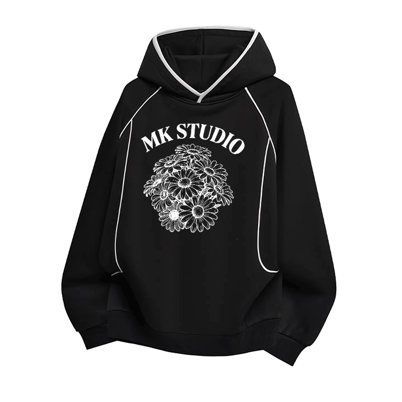 MK STUDIO Daisy Graphic Modakawa Raglan Sleeve Oversized Pullover Hoodie - Black - 3XL - image 2
