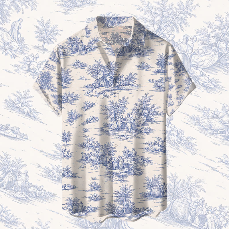 Vintage Grafik Modakawa Kimono Hemd - Blue - 5XL - image 2