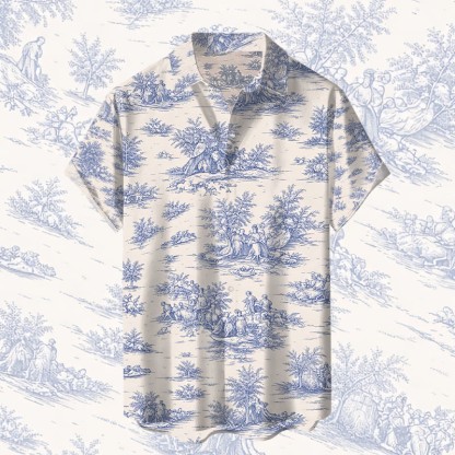 Vintage Grafik Modakawa Kimono Hemd - Blue - 5XL - image 2