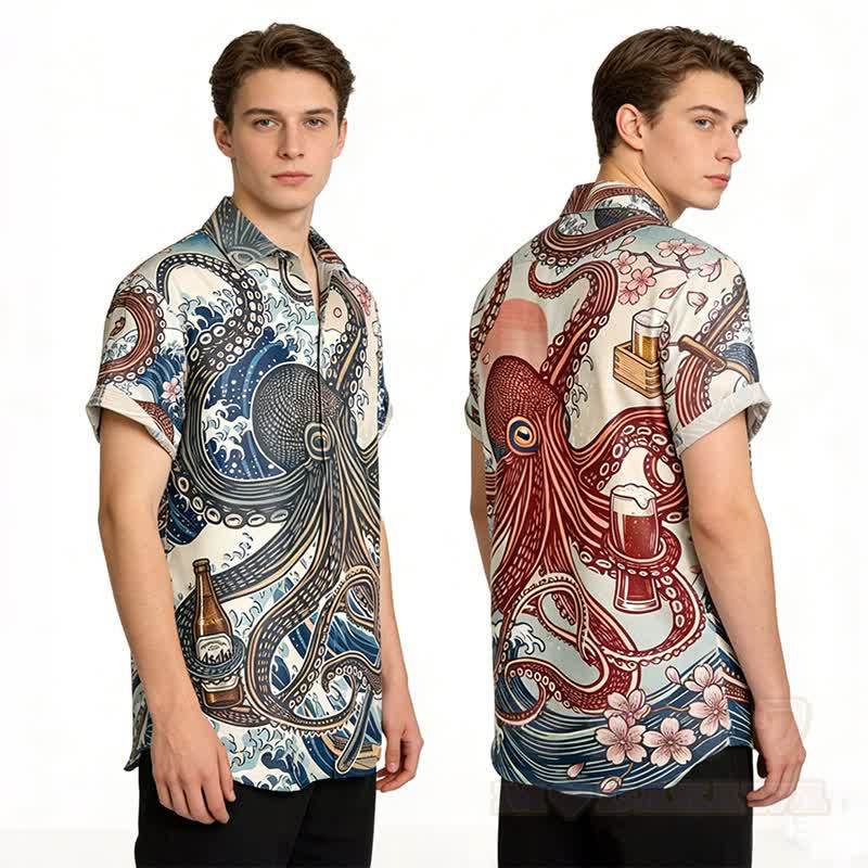 Modakawa Kimono-Hemd mit Oktopus-Grafik - image 1