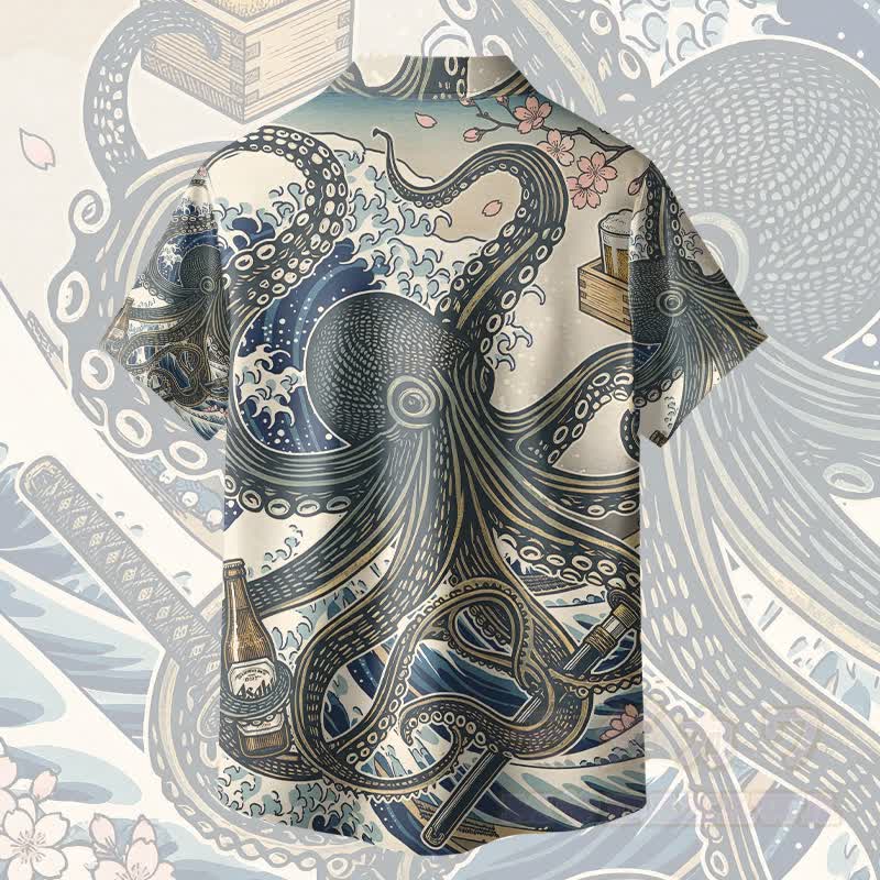 Modakawa Kimono-Hemd mit Oktopus-Grafik - image 5