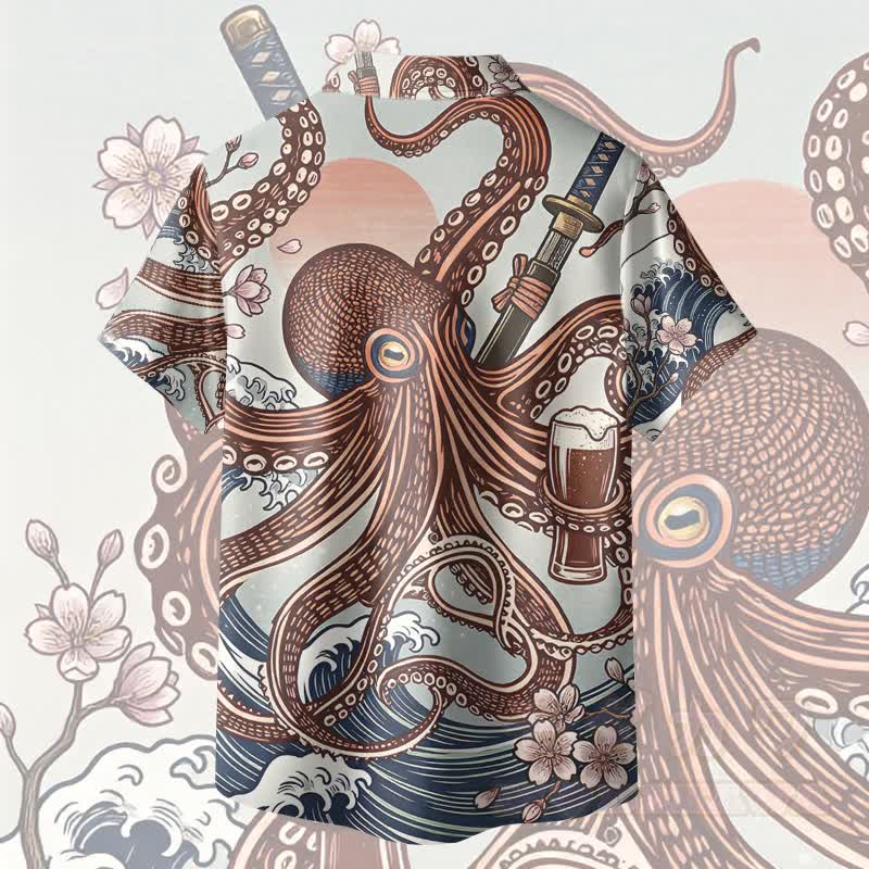 Modakawa Kimono-Hemd mit Oktopus-Grafik - image 3