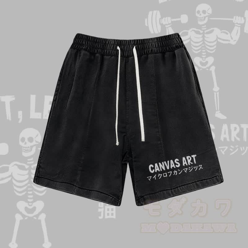 LEINWANDKUNST Buchstabengrafik Modakawa Vintage Washed Shorts - Schwarz - 3XL - image 1