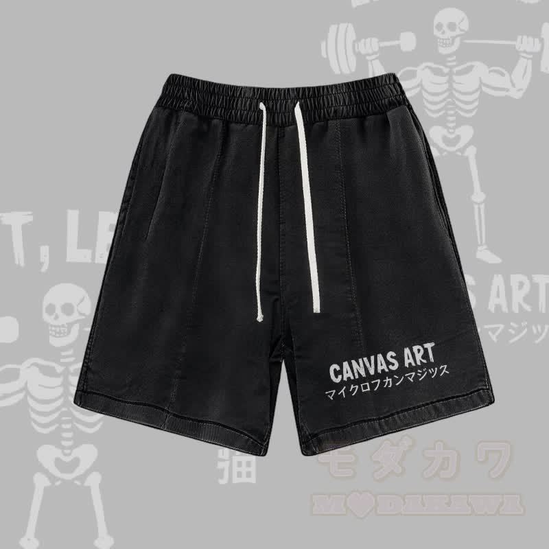 LEINWANDKUNST Buchstabengrafik Modakawa Vintage Washed Shorts - Schwarz - 3XL - image 1