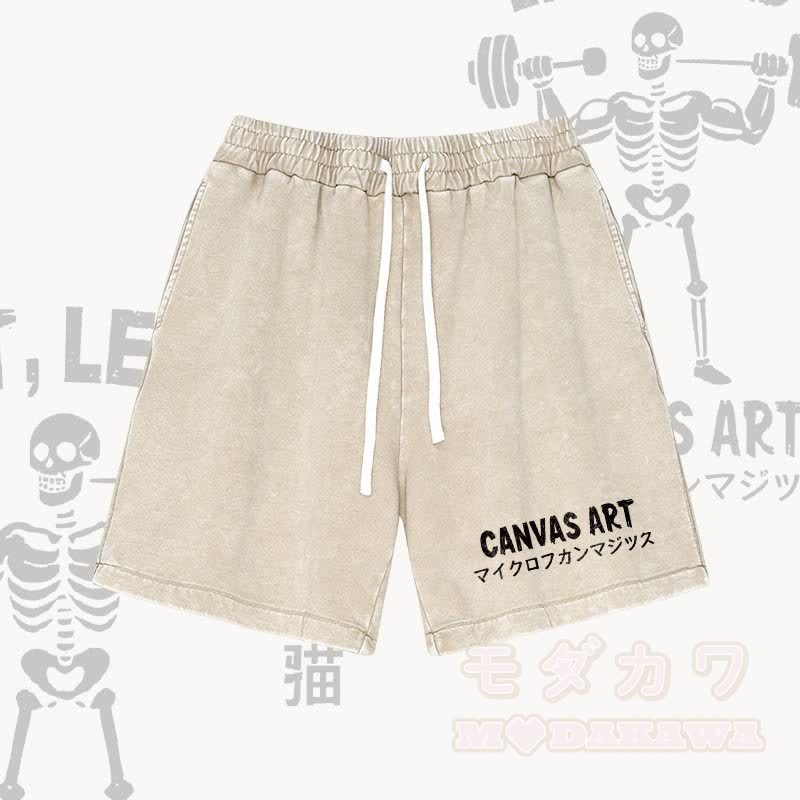 LEINWANDKUNST Buchstabengrafik Modakawa Vintage Washed Shorts - Aprikose - 3XL - image 2