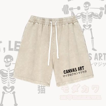 LEINWANDKUNST Buchstabengrafik Modakawa Vintage Washed Shorts - Aprikose - 3XL - image 2