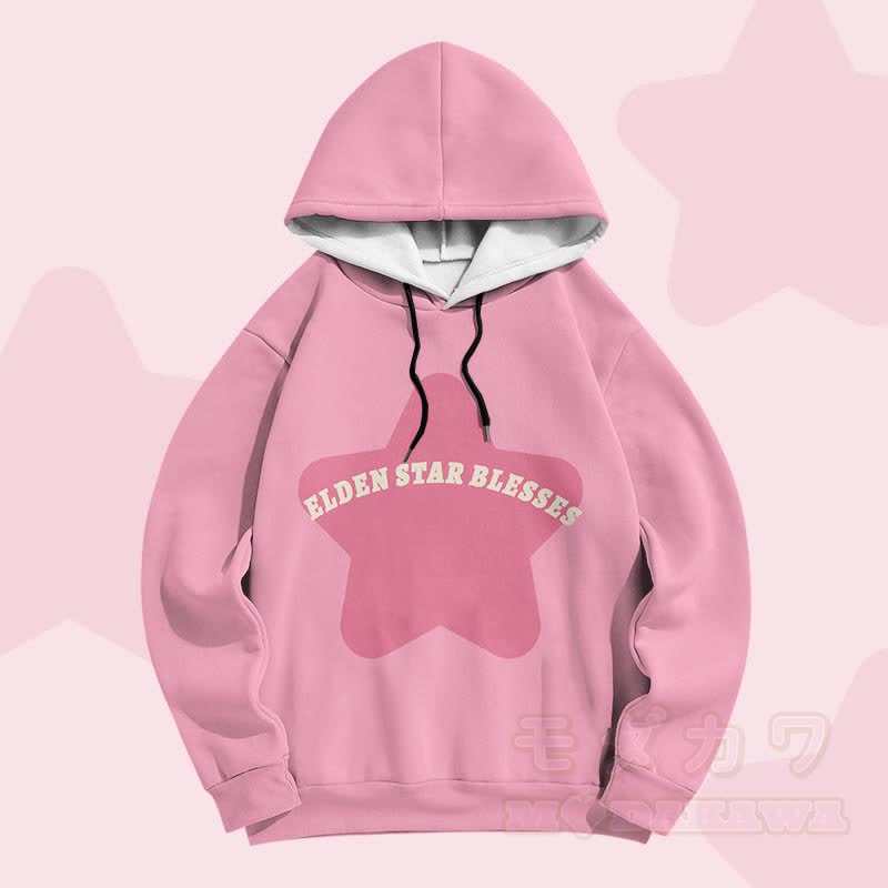 ELDEN STAR BLESSES Sternengrafik Modakawa Pullover Hoodie - Rosa - 6XL - image 2