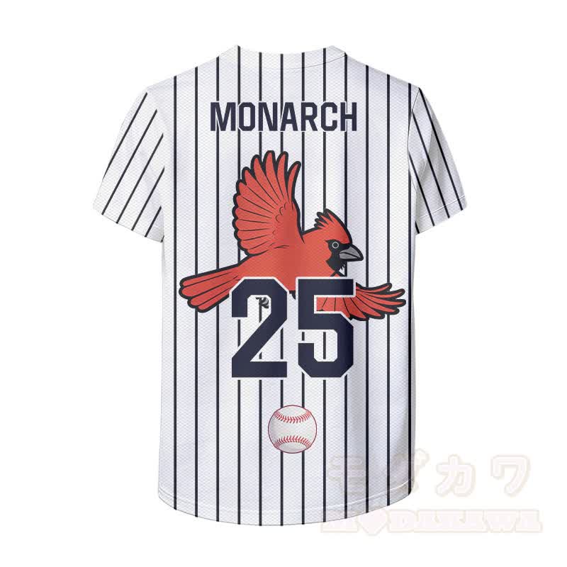 MONARCH Red Bird Striped Number Graphic Modakawa Sports Jersey - image 3