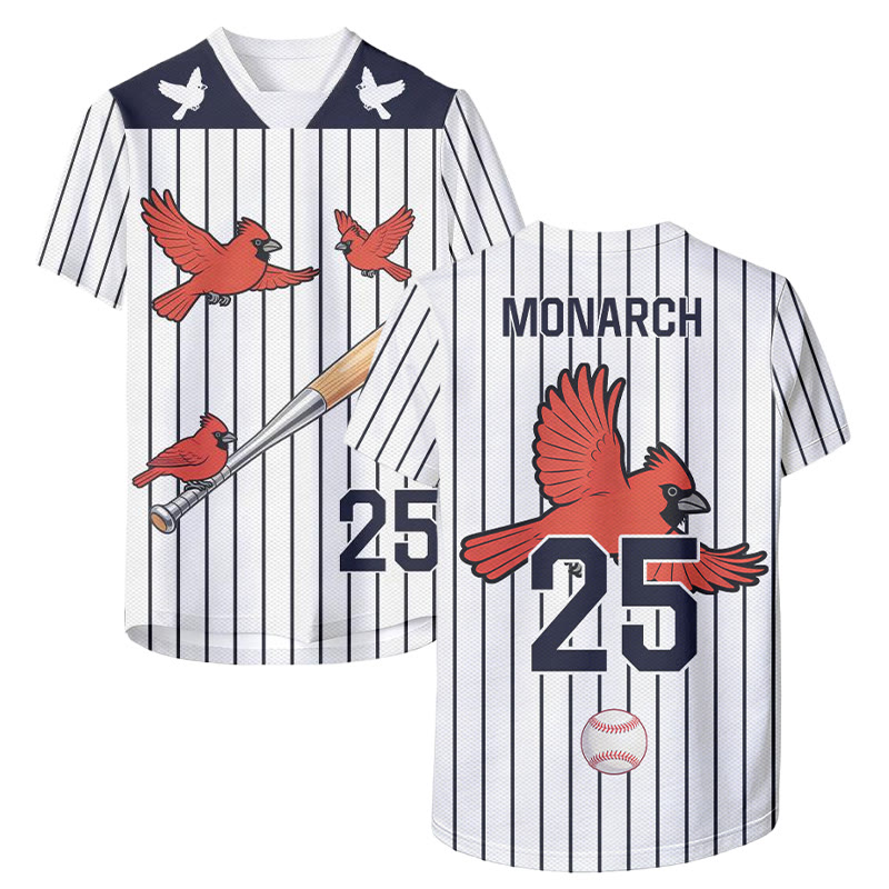 MONARCH Red Bird Striped Number Graphic Modakawa Sports Jersey - White - 6XL - image 1
