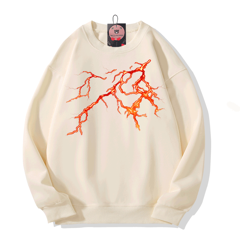 Modakawa Sweatshirt mit Lightning Rock Grafik - Beige - 5XL - image 5