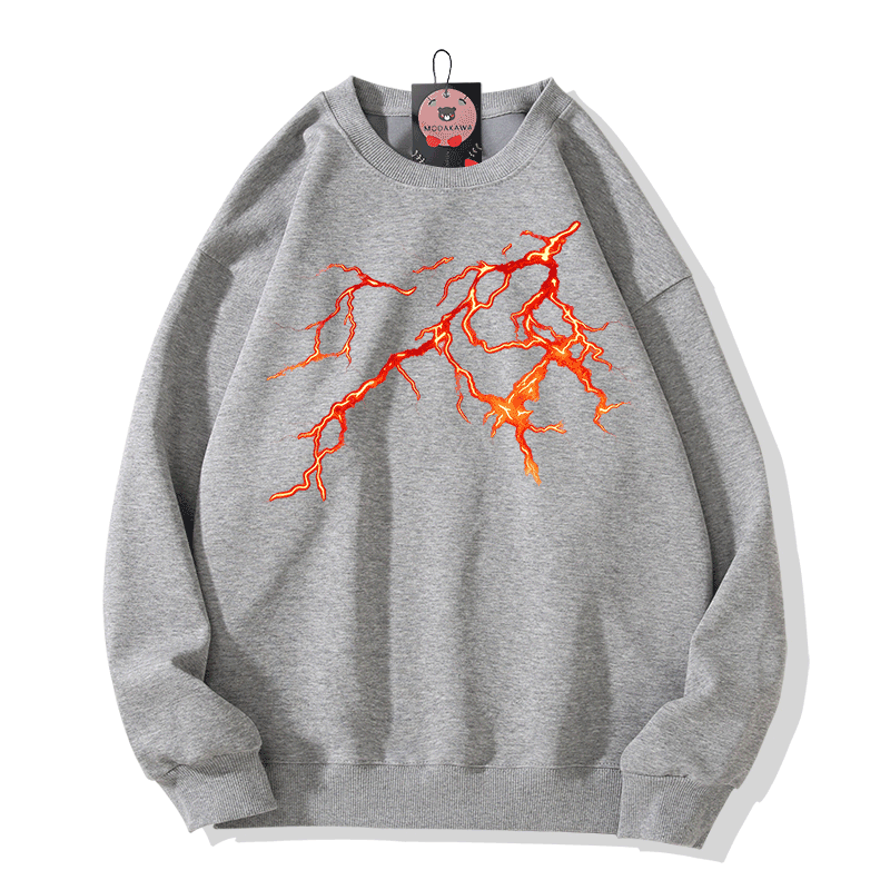 Modakawa Sweatshirt mit Lightning Rock Grafik - Grey - 5XL - image 4
