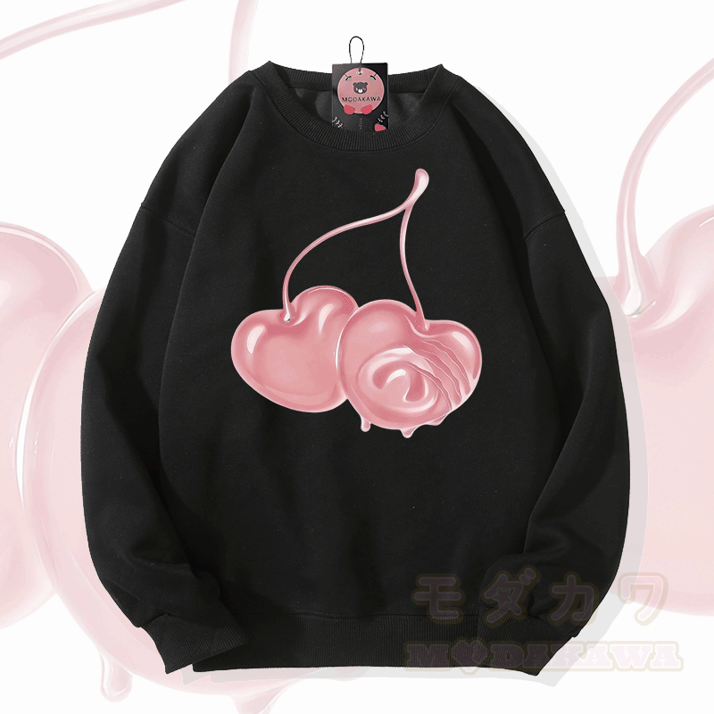 Modakawa Sweatshirt mit Kirschmotiv - Schwarz - 5XL - image 2