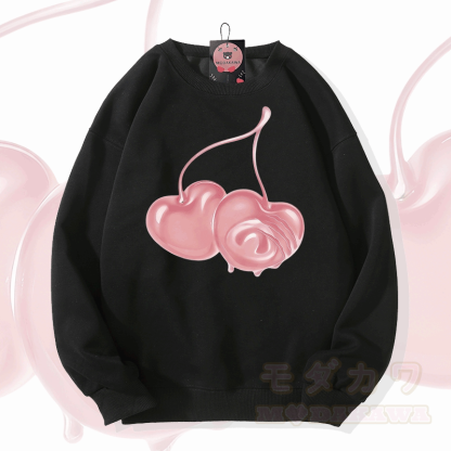 Modakawa Sweatshirt mit Kirschmotiv - Schwarz - 5XL - image 2