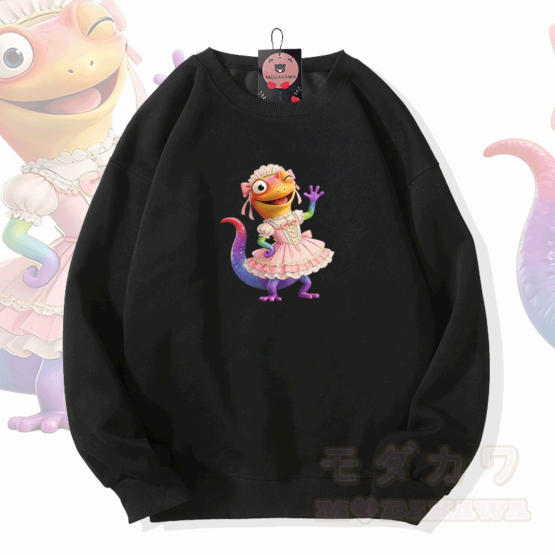 Modakawa Sweatshirt mit Ballerina-Eidechsen-Modifikation - Schwarz - 5XL - image 2