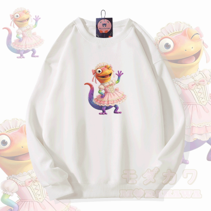 Modakawa Sweatshirt mit Ballerina-Eidechsen-Modifikation - Weiß - 5XL - image 1