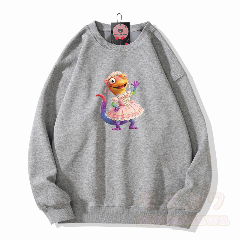 Modakawa Sweatshirt mit Ballerina-Eidechsen-Modifikation - Grau - 5XL - image 3
