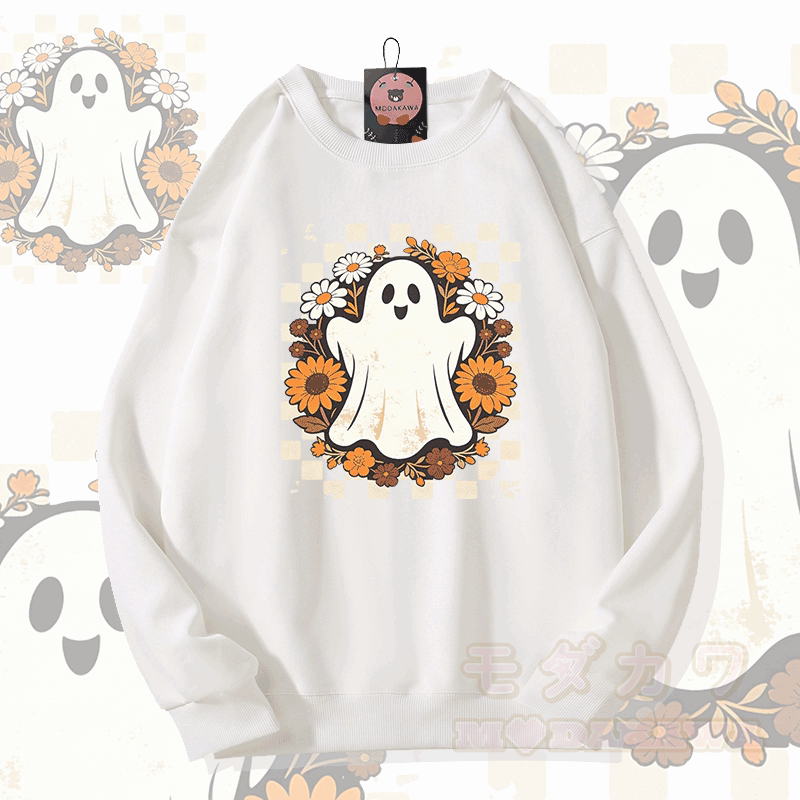 Modakawa Sweatshirt mit Geisterblumen-Grafik - Weiß - 5XL - image 2