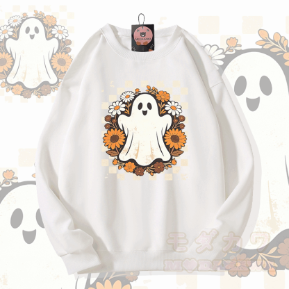 Modakawa Sweatshirt mit Geisterblumen-Grafik - Weiß - 5XL - image 2
