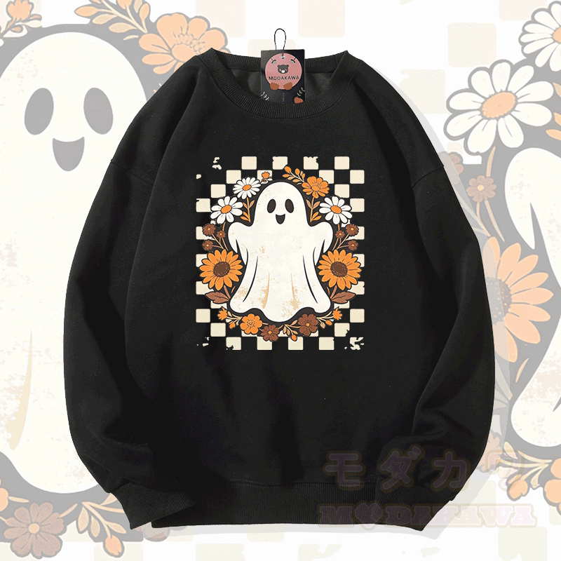 Modakawa Sweatshirt mit Geisterblumen-Grafik - Schwarz - 5XL - image 1