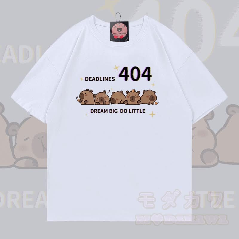 404 Capybara Grafik Modakawa 100% Baumwoll-T-Shirt - Weiß - 5XL - image 3