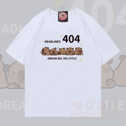 404 Capybara Grafik Modakawa 100% Baumwoll-T-Shirt - Weiß - 5XL - image 3