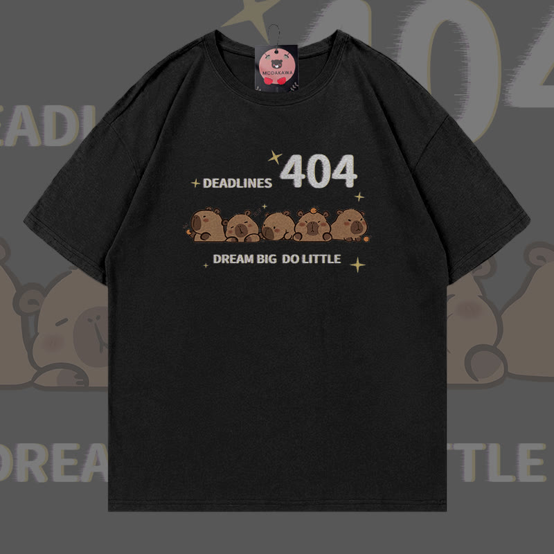 404 Capybara Grafik Modakawa 100% Baumwoll-T-Shirt - Black - 5XL - image 2