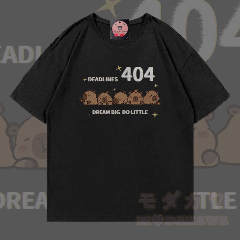 404 Capybara Grafik Modakawa 100% Baumwoll-T-Shirt - Schwarz - 5XL - image 2