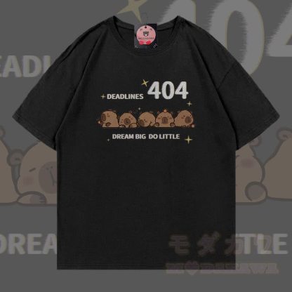 404 Capybara Grafik Modakawa 100% Baumwoll-T-Shirt - Schwarz - 5XL - image 2