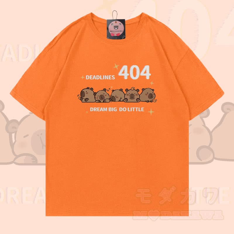 404 Capybara Grafik Modakawa 100% Baumwoll-T-Shirt - Orange - 5XL - image 5