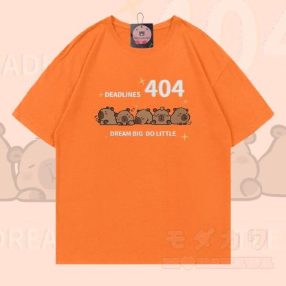 404 Capybara Grafik Modakawa 100% Baumwoll-T-Shirt - Orange - 5XL - image 5