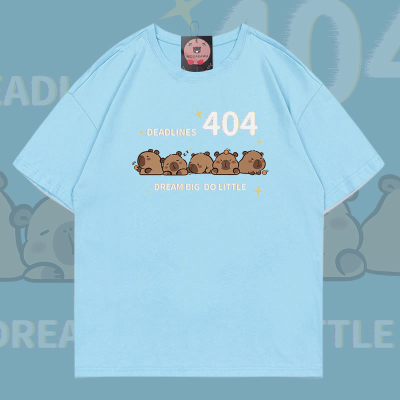 404 Capybara Grafik Modakawa 100% Baumwoll-T-Shirt - Sky Blue - 5XL - image 1
