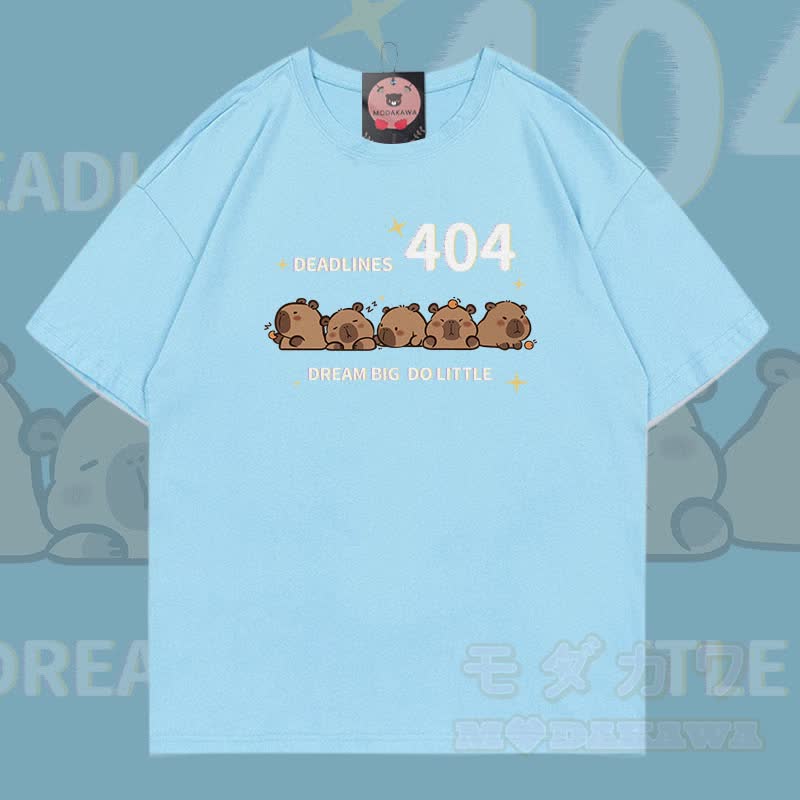 404 Capybara Grafik Modakawa 100% Baumwoll-T-Shirt - Himmelblau - 5XL - image 1