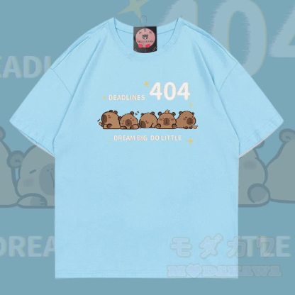 404 Capybara Grafik Modakawa 100% Baumwoll-T-Shirt - Himmelblau - 5XL - image 1