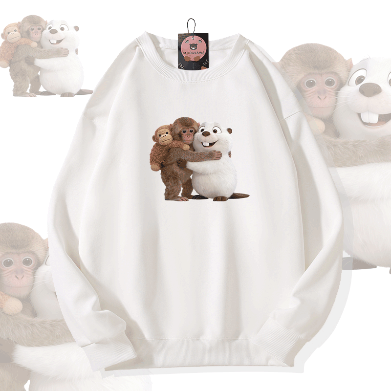 PUNCH Monkey Kugelfisch Grafik Modakawa Sweatshirt - White - 5XL - image 1