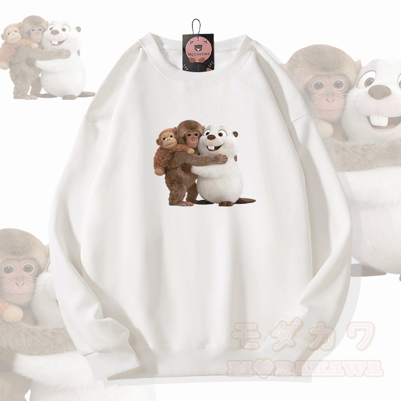 PUNCH Monkey Kugelfisch Grafik Modakawa Sweatshirt - Weiß - 5XL - image 1