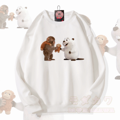 PUNCH Lustiges Affen-Kugelfisch-Modakawa-Sweatshirt - Weiß - 5XL - image 1