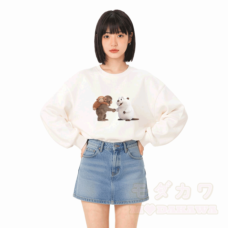 PUNCH Handshake Monkey Pufferfish Graphic Modakawa Sweatshirt - image 2