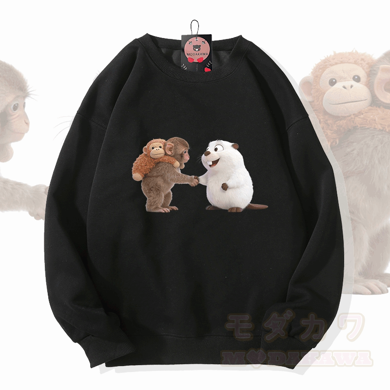 PUNCH Handshake Monkey Pufferfish Graphic Modakawa Sweatshirt - Schwarz - 5XL - image 3