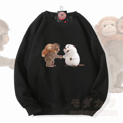 PUNCH Handshake Monkey Pufferfish Graphic Modakawa Sweatshirt - Schwarz - 5XL - image 3