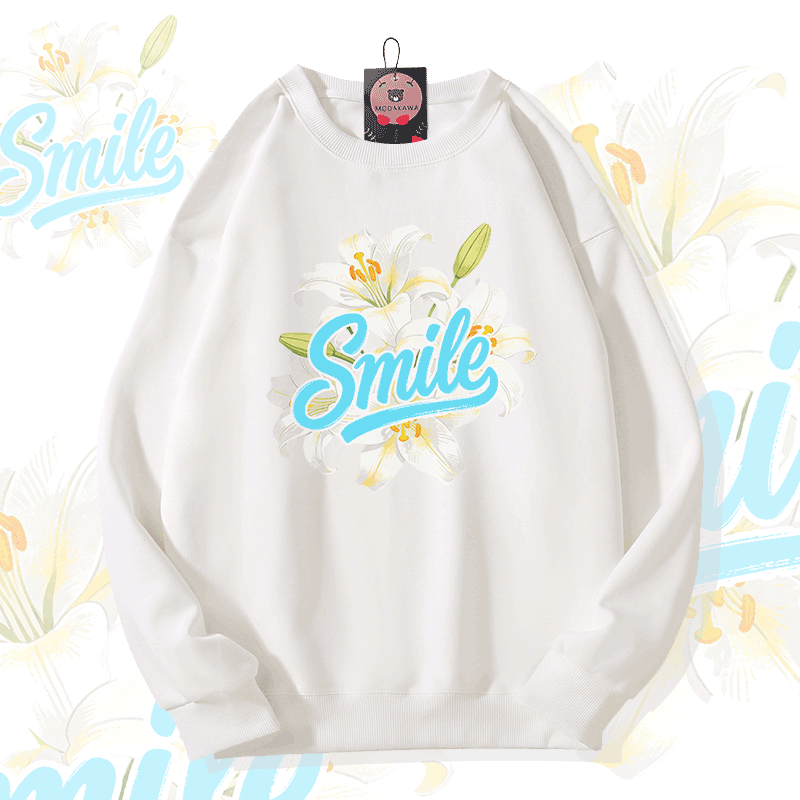 SMILE Lily Graphic Modakawa Sweatshirt - White - 5XL - image 1