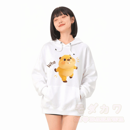 WHE Capybara Graphic Modakawa Loose Cotton-Blend Hoodie - image 2