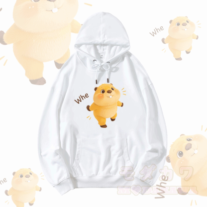 WHE Capybara Graphic Modakawa Loose Cotton-Blend Hoodie - Weiß - 5XL - image 1