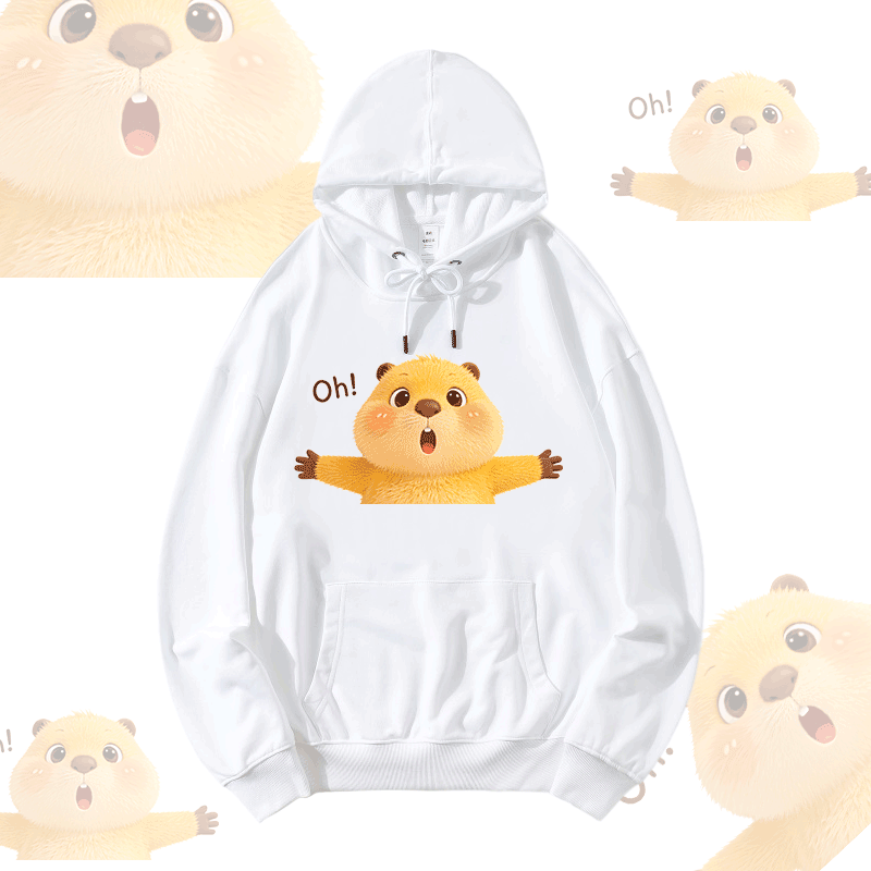 OH Capybara Grafik Modakawa Lockerer Baumwoll-Misch-Hoodie - White - 5XL - image 1
