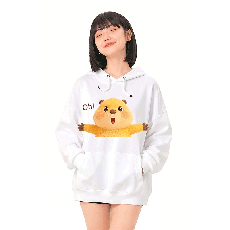 OH Capybara Grafik Modakawa Lockerer Baumwoll-Misch-Hoodie - image 2