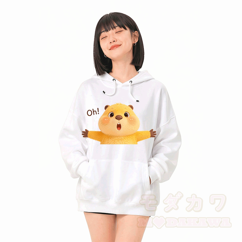 OH Capybara Grafik Modakawa Lockerer Baumwoll-Misch-Hoodie - image 2