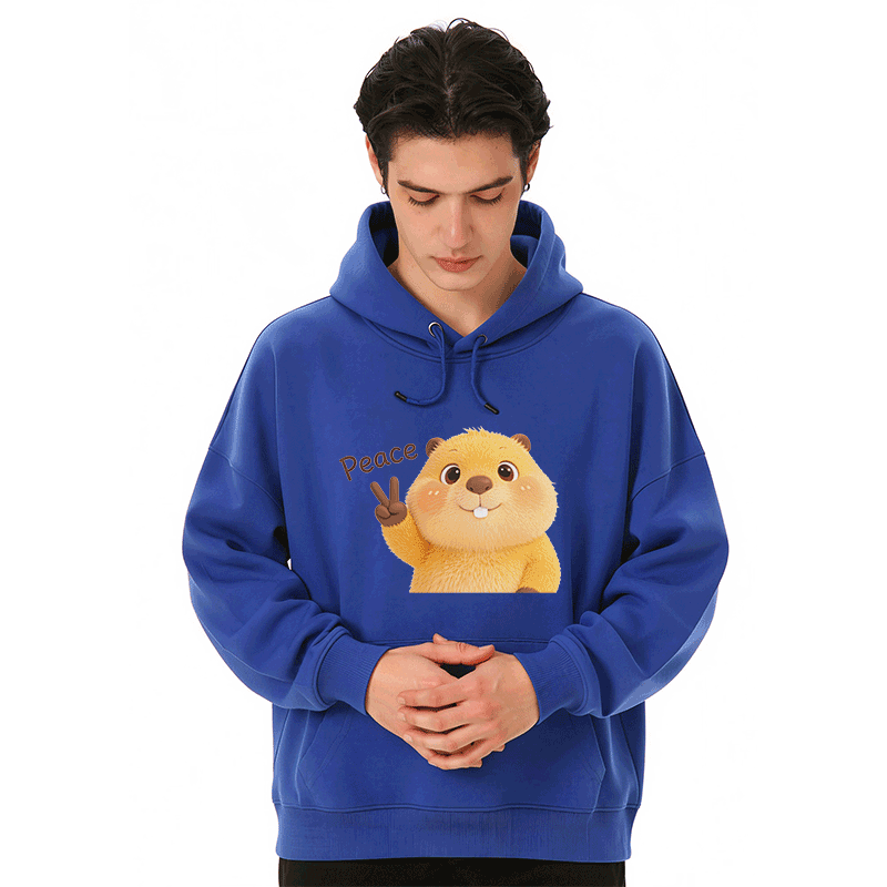 PEACE Capybara Grafik Modakawa Loose Baumwoll-Mischgewebe-Hoodie - image 1